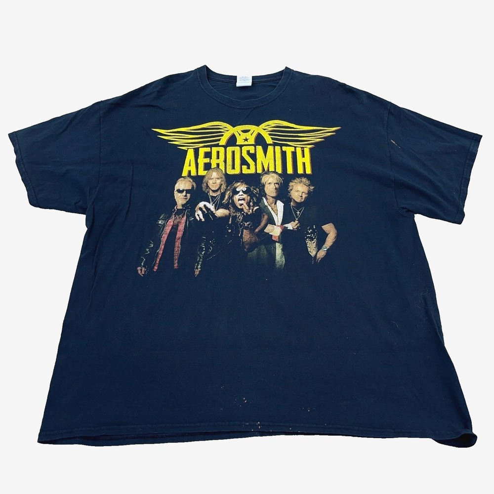 Aerosmith Shirt Men XXL 2XL Black Band‎ Tee Global Warming Tour Y2K Retro  2013